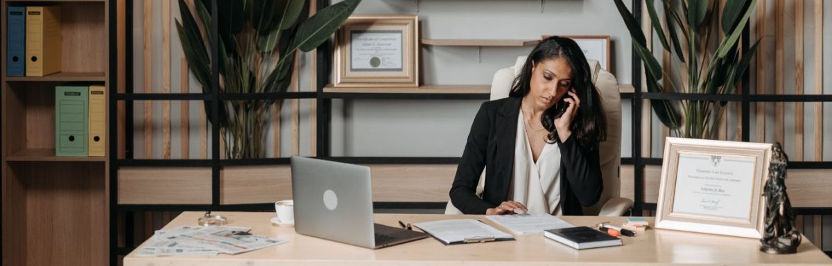 A lawyer working at her desk.